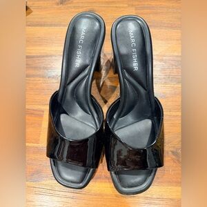 Marc Fisher Black Patent Slide Mules